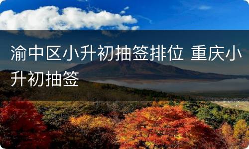 渝中区小升初抽签排位 重庆小升初抽签