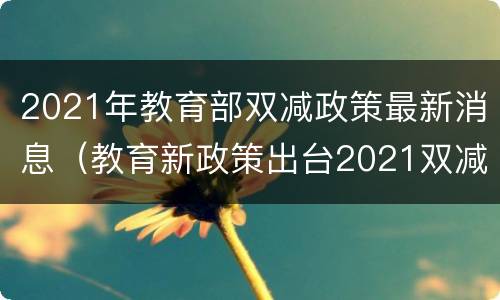 2021年教育部双减政策最新消息（教育新政策出台2021双减）