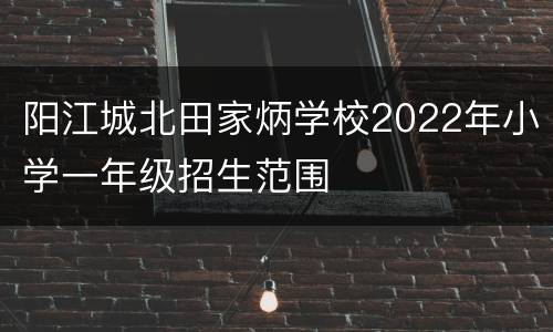 阳江城北田家炳学校2022年小学一年级招生范围