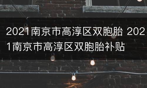 2021南京市高淳区双胞胎 2021南京市高淳区双胞胎补贴