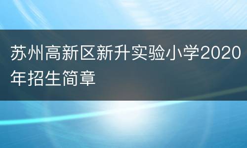 苏州高新区新升实验小学2020年招生简章