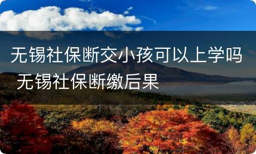 无锡社保断交小孩可以上学吗 无锡社保断缴后果