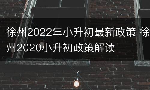 徐州2022年小升初最新政策 徐州2020小升初政策解读