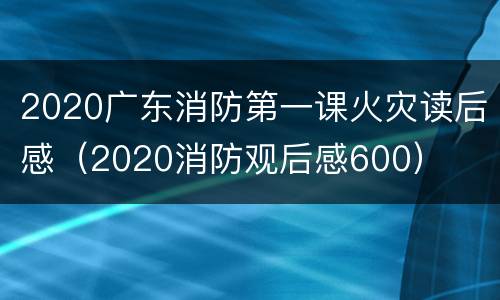 2020广东消防第一课火灾读后感（2020消防观后感600）