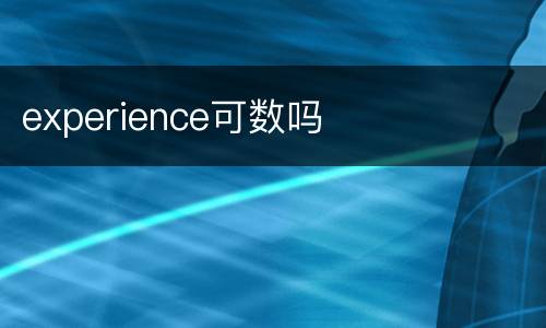 experience可数吗