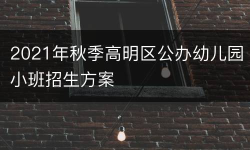 2021年秋季高明区公办幼儿园小班招生方案