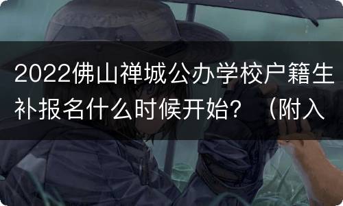 2022佛山禅城公办学校户籍生补报名什么时候开始？（附入口）