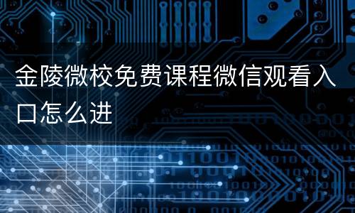 金陵微校免费课程微信观看入口怎么进