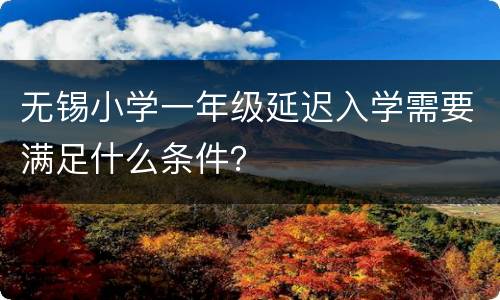 无锡小学一年级延迟入学需要满足什么条件？