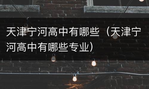 天津宁河高中有哪些（天津宁河高中有哪些专业）