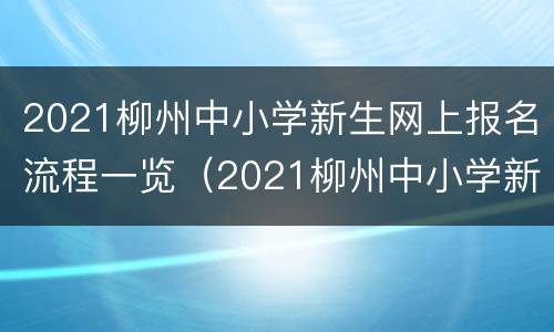 2021柳州中小学新生网上报名流程一览（2021柳州中小学新生网上报名流程一览图片）
