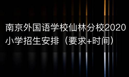 南京外国语学校仙林分校2020小学招生安排（要求+时间）