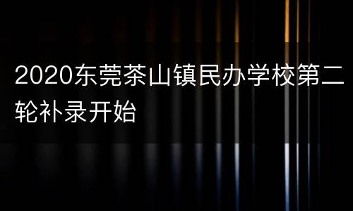 2020东莞茶山镇民办学校第二轮补录开始
