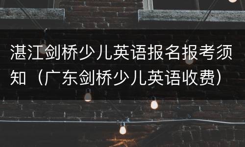 湛江剑桥少儿英语报名报考须知（广东剑桥少儿英语收费）