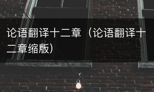 论语翻译十二章（论语翻译十二章缩版）