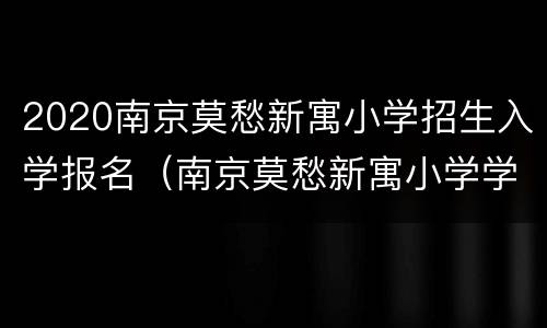 2020南京莫愁新寓小学招生入学报名（南京莫愁新寓小学学区房）
