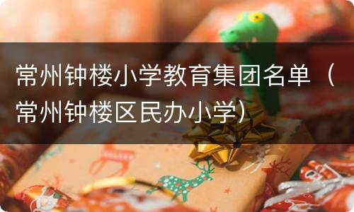 常州钟楼小学教育集团名单（常州钟楼区民办小学）