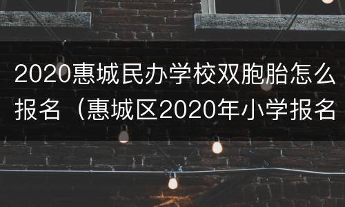 2020惠城民办学校双胞胎怎么报名（惠城区2020年小学报名）