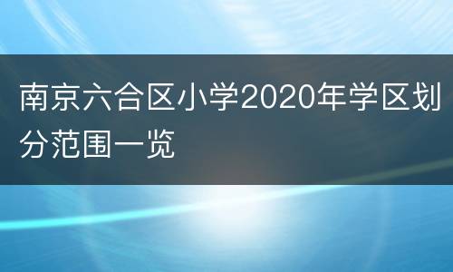 南京六合区小学2020年学区划分范围一览