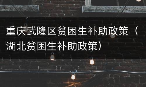 重庆武隆区贫困生补助政策（湖北贫困生补助政策）