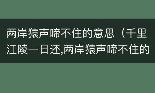 两岸猿声啼不住的意思（千里江陵一日还,两岸猿声啼不住的意思）