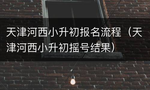 天津河西小升初报名流程（天津河西小升初摇号结果）