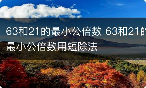 63和21的最小公倍数 63和21的最小公倍数用短除法