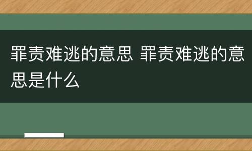 罪责难逃的意思 罪责难逃的意思是什么