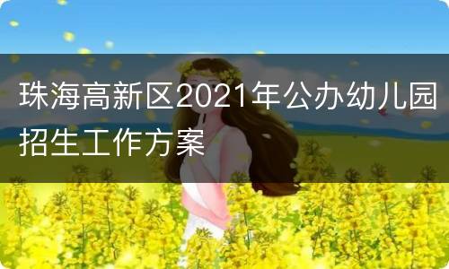 珠海高新区2021年公办幼儿园招生工作方案