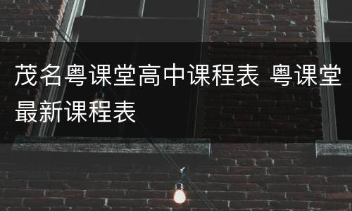 茂名粤课堂高中课程表 粤课堂最新课程表