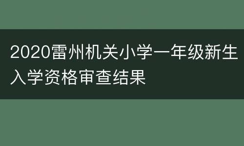2020雷州机关小学一年级新生入学资格审查结果