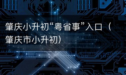 肇庆小升初“粤省事”入口（肇庆市小升初）