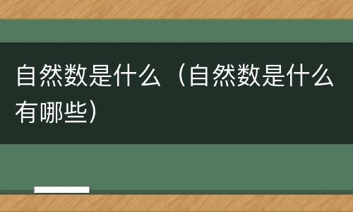 自然数是什么（自然数是什么有哪些）