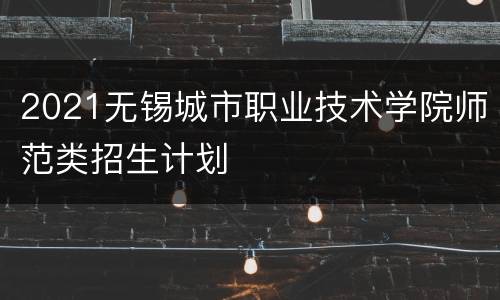 2021无锡城市职业技术学院师范类招生计划