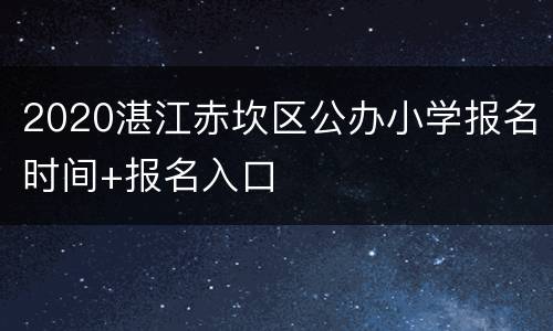 2020湛江赤坎区公办小学报名时间+报名入口
