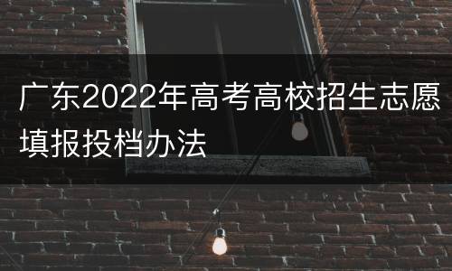 广东2022年高考高校招生志愿填报投档办法