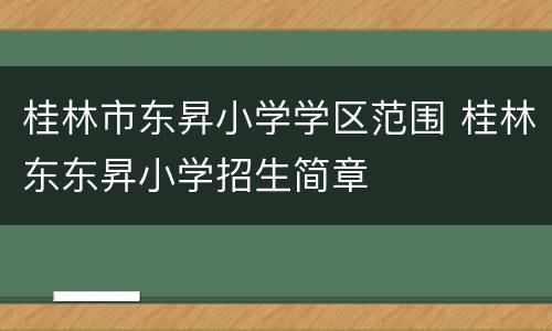 桂林市东昇小学学区范围 桂林东东昇小学招生简章