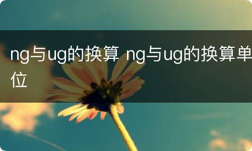 ng与ug的换算 ng与ug的换算单位