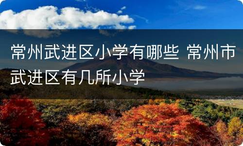 常州武进区小学有哪些 常州市武进区有几所小学
