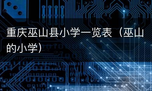 重庆巫山县小学一览表（巫山的小学）