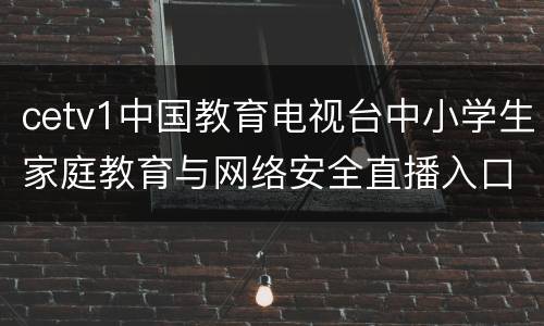 cetv1中国教育电视台中小学生家庭教育与网络安全直播入口