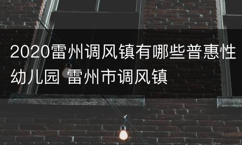 2020雷州调风镇有哪些普惠性幼儿园 雷州市调风镇