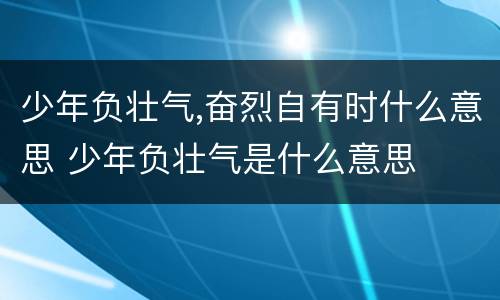 少年负壮气,奋烈自有时什么意思 少年负壮气是什么意思
