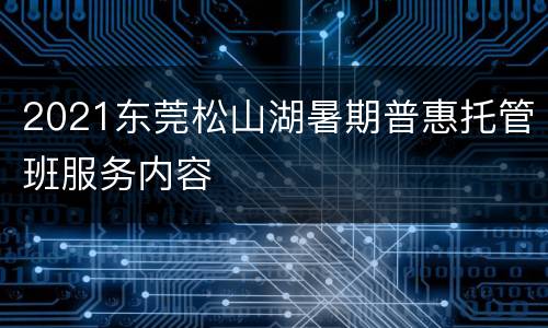2021东莞松山湖暑期普惠托管班服务内容