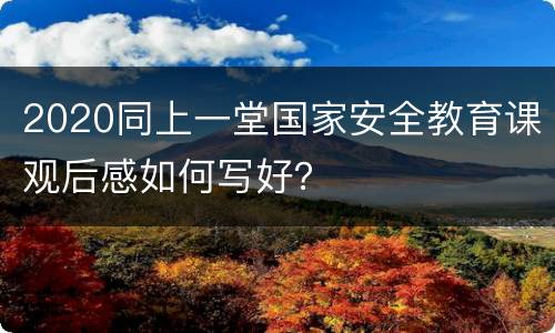 2020同上一堂国家安全教育课观后感如何写好？