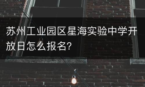 苏州工业园区星海实验中学开放日怎么报名？