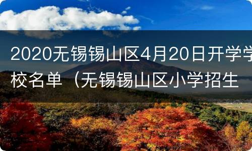 2020无锡锡山区4月20日开学学校名单（无锡锡山区小学招生条件）