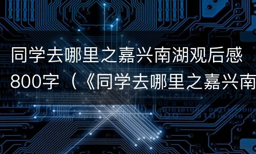 同学去哪里之嘉兴南湖观后感800字（《同学去哪里之嘉兴南湖》观后感）