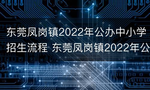 东莞凤岗镇2022年公办中小学招生流程 东莞凤岗镇2022年公办中小学招生流程图