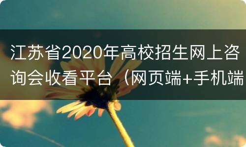 江苏省2020年高校招生网上咨询会收看平台（网页端+手机端）